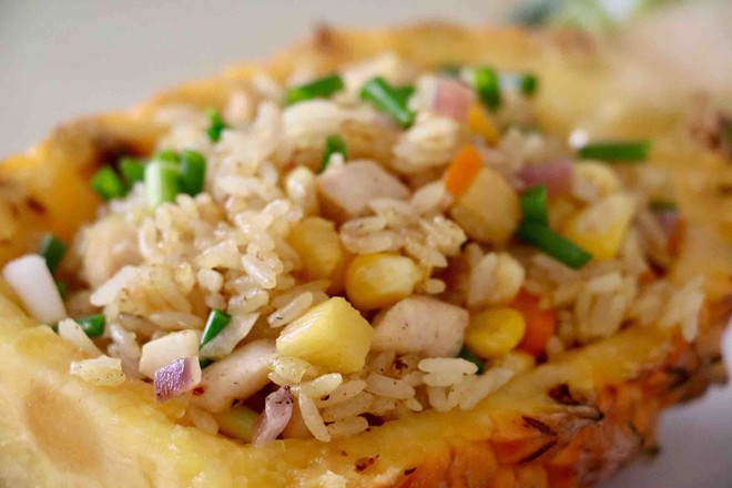 Fried Rice with Diced Chicken Curry and Pineapple recipe