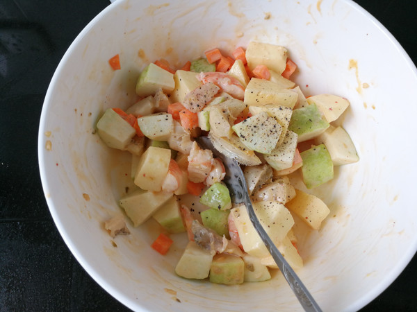 Abalone, Shrimp, Vegetable and Fruit Salad recipe