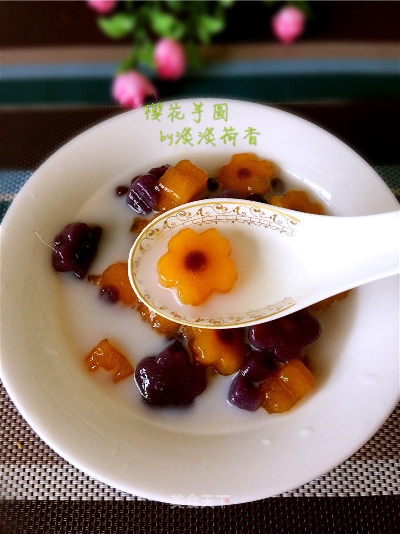 Sakura Coconut Milk Taro Balls recipe