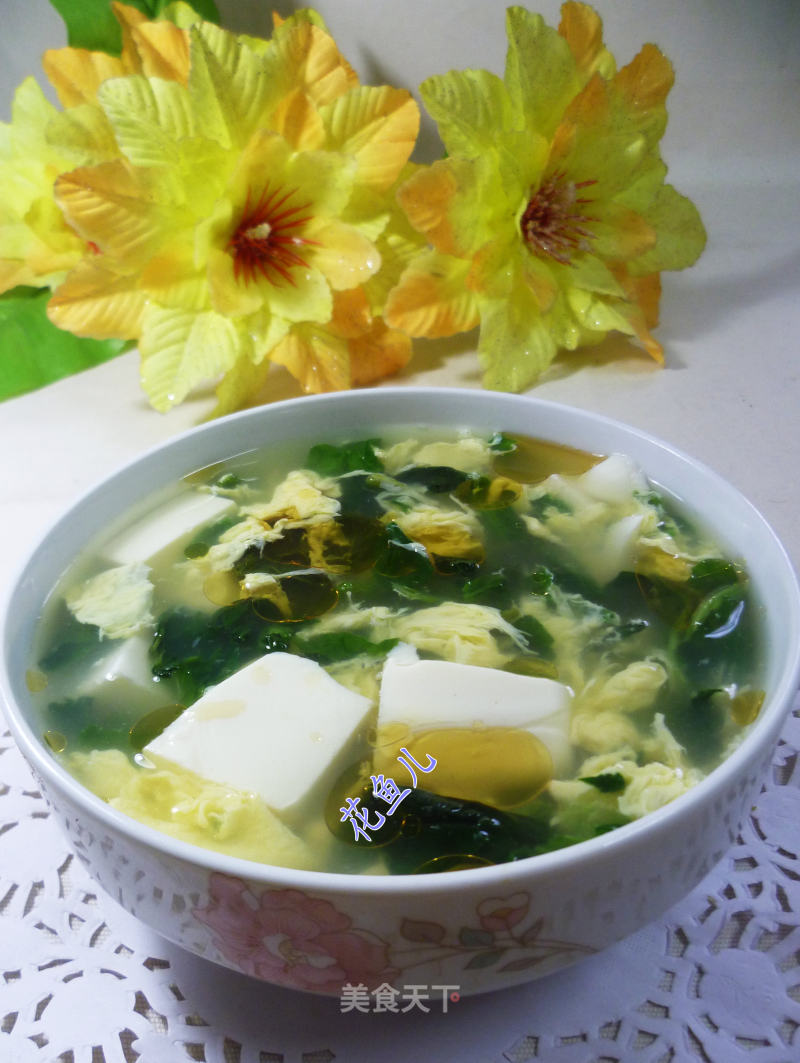 Vegetable Core Dried Egg Tofu Soup recipe