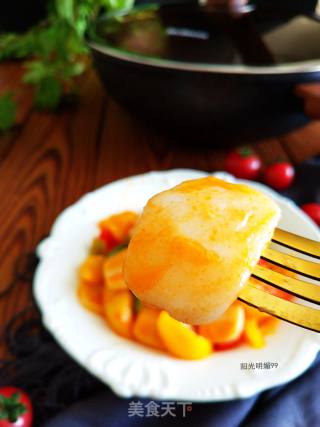 Stir-fried Rice Cake with Tomato Sauce recipe