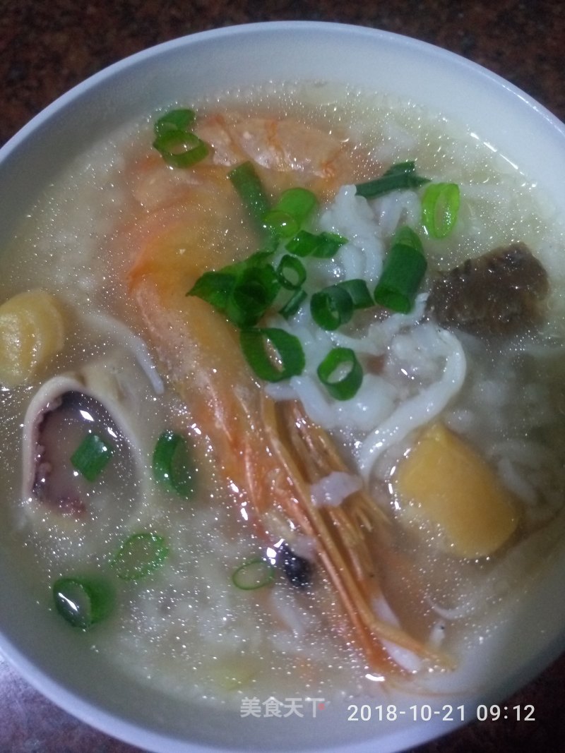 Seafood Porridge (mushroom Squid, Shrimp, Scallop, Whitebait) recipe