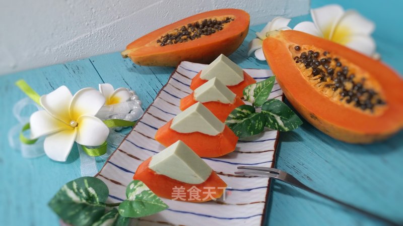 Matcha Milk Papaya Jelly recipe