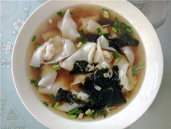 Wontons with Shrimp Skin and Seaweed recipe