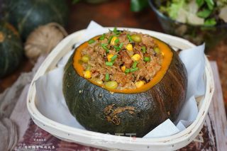 Pumpkin Cup with Chicken Sticky Rice recipe