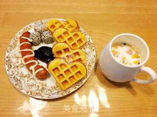 Breakfast: Waffle Sausage Fruit Combination recipe