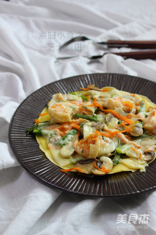 Cheese Pancakes with Fresh Vegetables and Eggs recipe