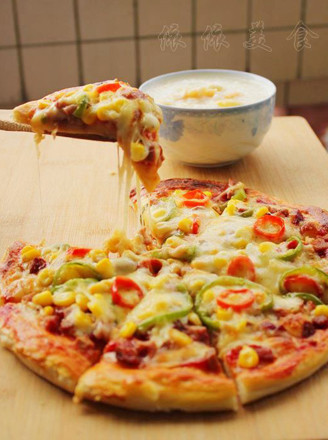 Barbecued Pork and Corn Pizza recipe