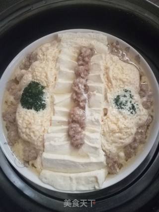 Steamed Tofu with Minced Meat and Egg recipe