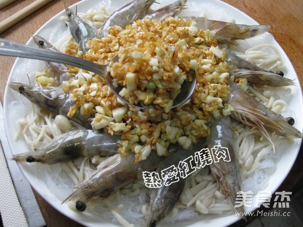 Steamed Shrimp with Enoki Mushroom Vermicelli recipe