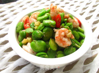 Fried Shrimp with Broad Beans recipe