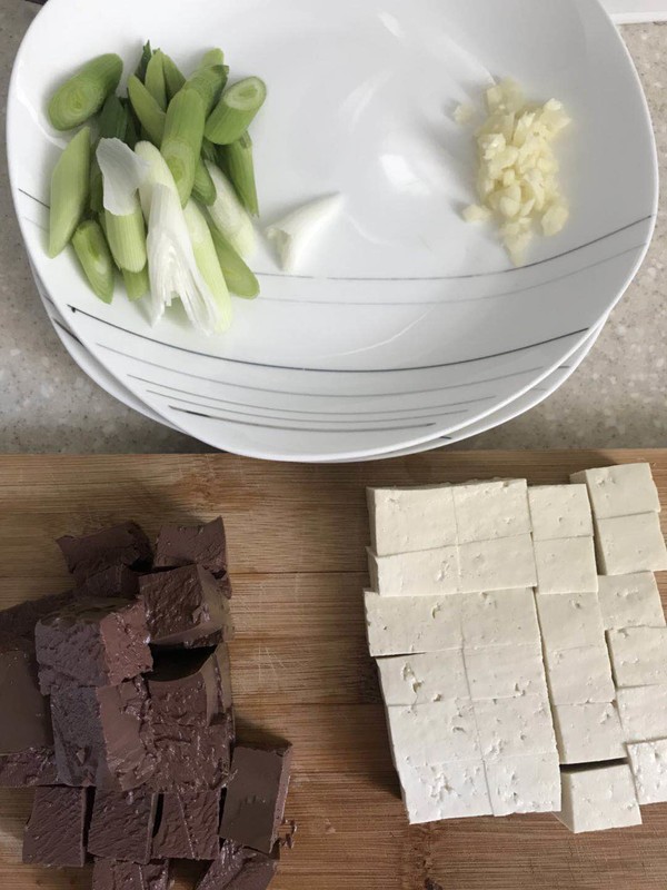 Three Pepper Duck Blood Tofu recipe