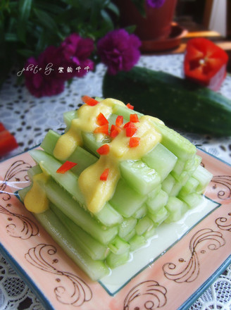 Cucumber Strips with Egg Yolk recipe