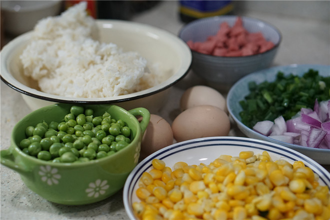 Fried Rice with Green Beans, Corn and Egg recipe