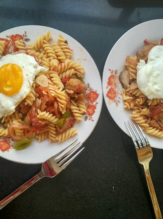 Stir-fried Spaghetti with Scallions recipe