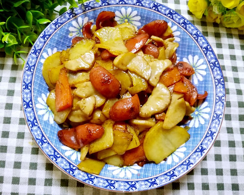 Pleurotus Eryngii with Sausage Potatoes recipe