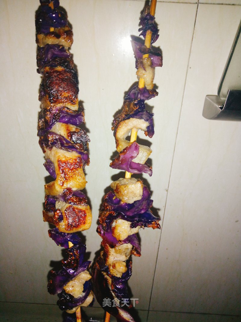 Pork Belly and Purple Cabbage Skewers (electric Baking Pan) recipe
