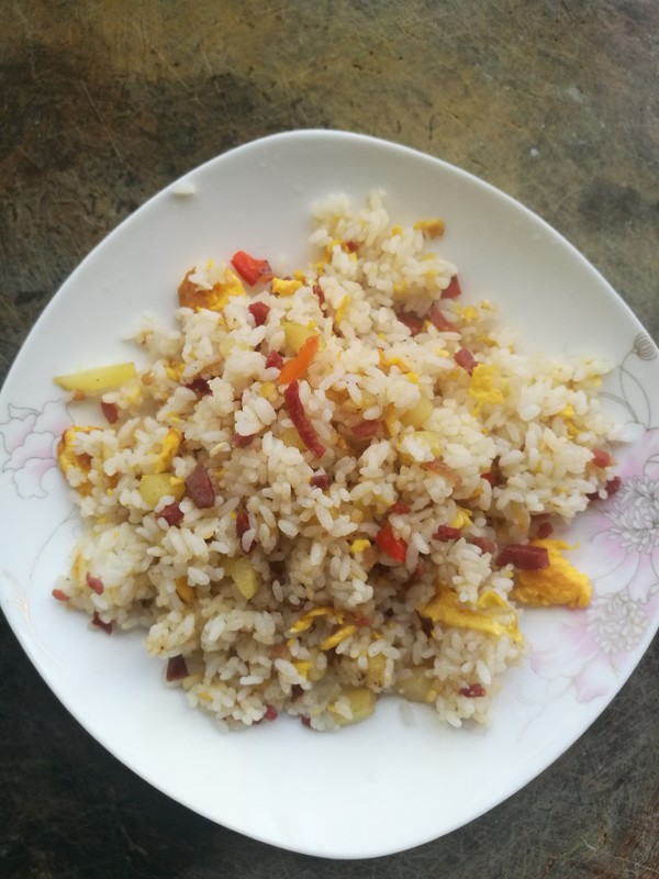 Dried Potato Fried Rice recipe