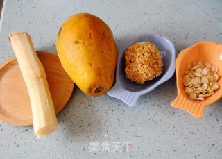[stewed Papaya with Apricot, Sweet Cane and Snow Fungus] recipe