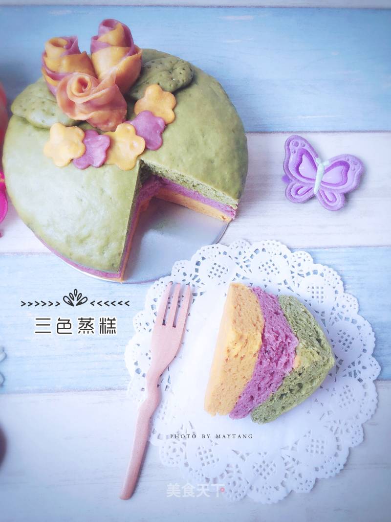 Three-color Steamed Cake recipe