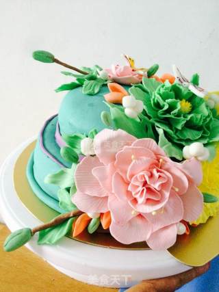 Birds and Flowers Fondant Cake (handmade Version) recipe