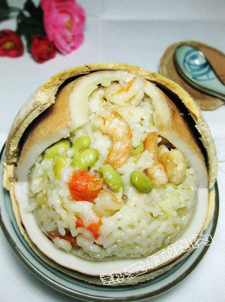 Coconut Shell Seafood Rice recipe
