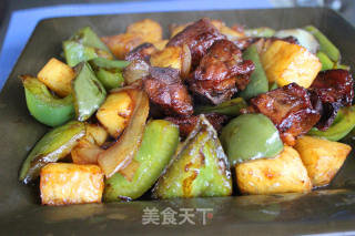 Grilled Pork Ribs with Green Pepper and Pineapple recipe