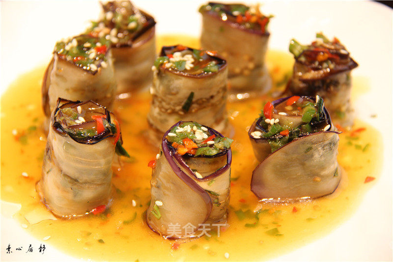 Cool Summer Nine-layered Pagoda Fried Eggplant Roll Su Xin Ju Jing Vegetarian Vegetable recipe