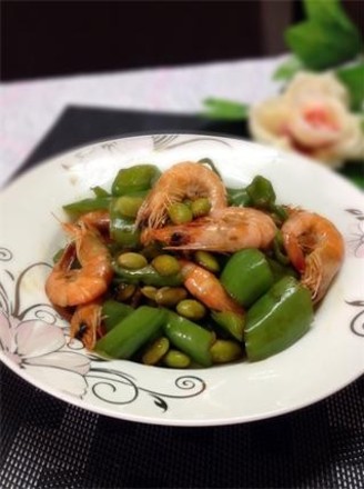 Stir-fried River Prawns with Green Peppers