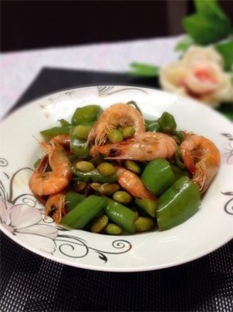 Stir-fried River Prawns with Green Peppers recipe