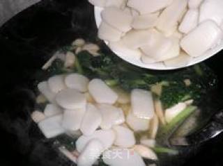 Like A Blooming Dark Green Chrysanthemum-----tasso Cauliflower, Mushrooms, Shredded Pork and Rice Cake Soup recipe