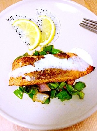 Fried Salmon with Lemon Cheese recipe