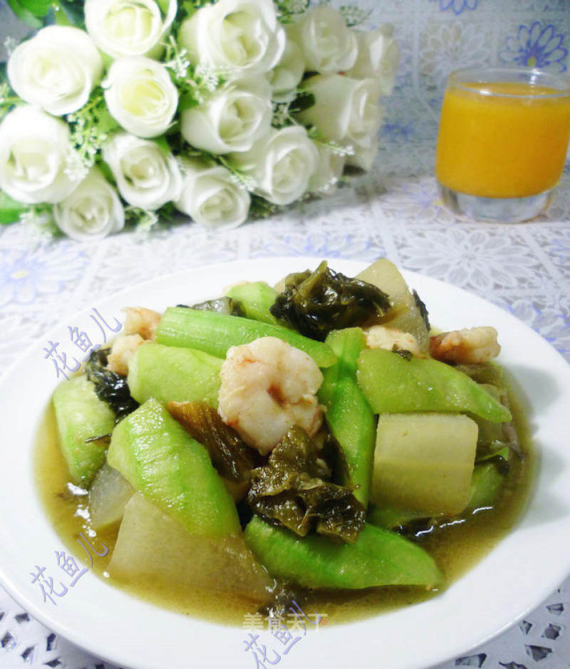 Stir-fried Double Melon with Sauerkraut and Shrimp recipe