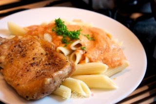 Tomato and Mushroom Pasta with Roasted Chicken Thigh recipe