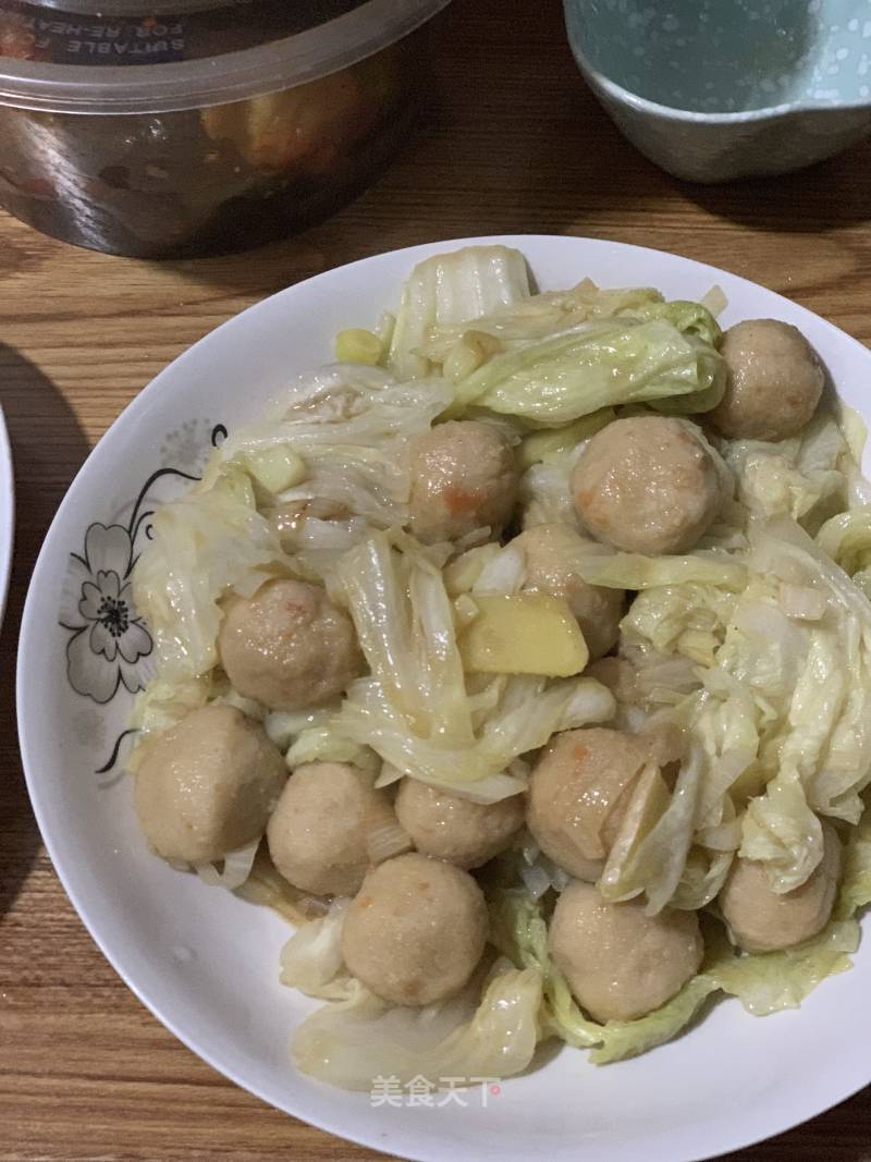 Fried Fish Balls with Cabbage recipe