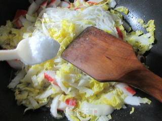 Fried Rice Noodles with Crab Sticks and Baby Vegetables recipe