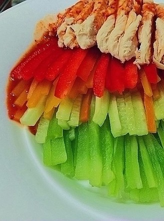 Choppy Salad Sauce with Chicken Breast and Color Vegetables recipe