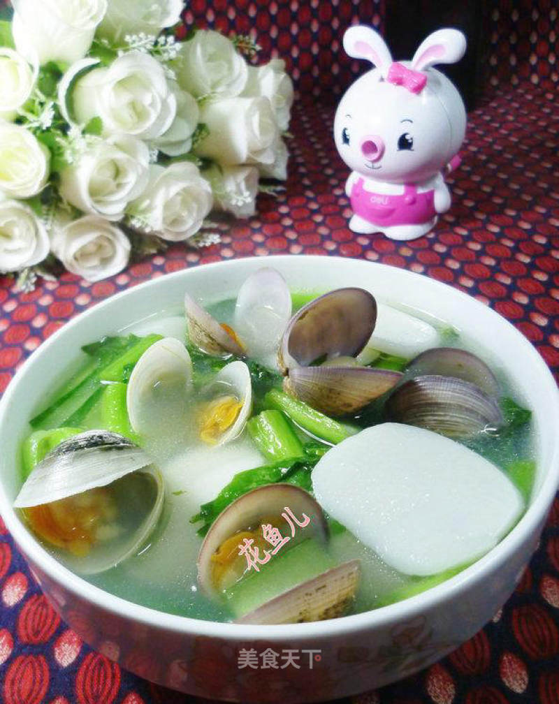 Rapeseed Rice Cake Soup with Long Round Clams recipe