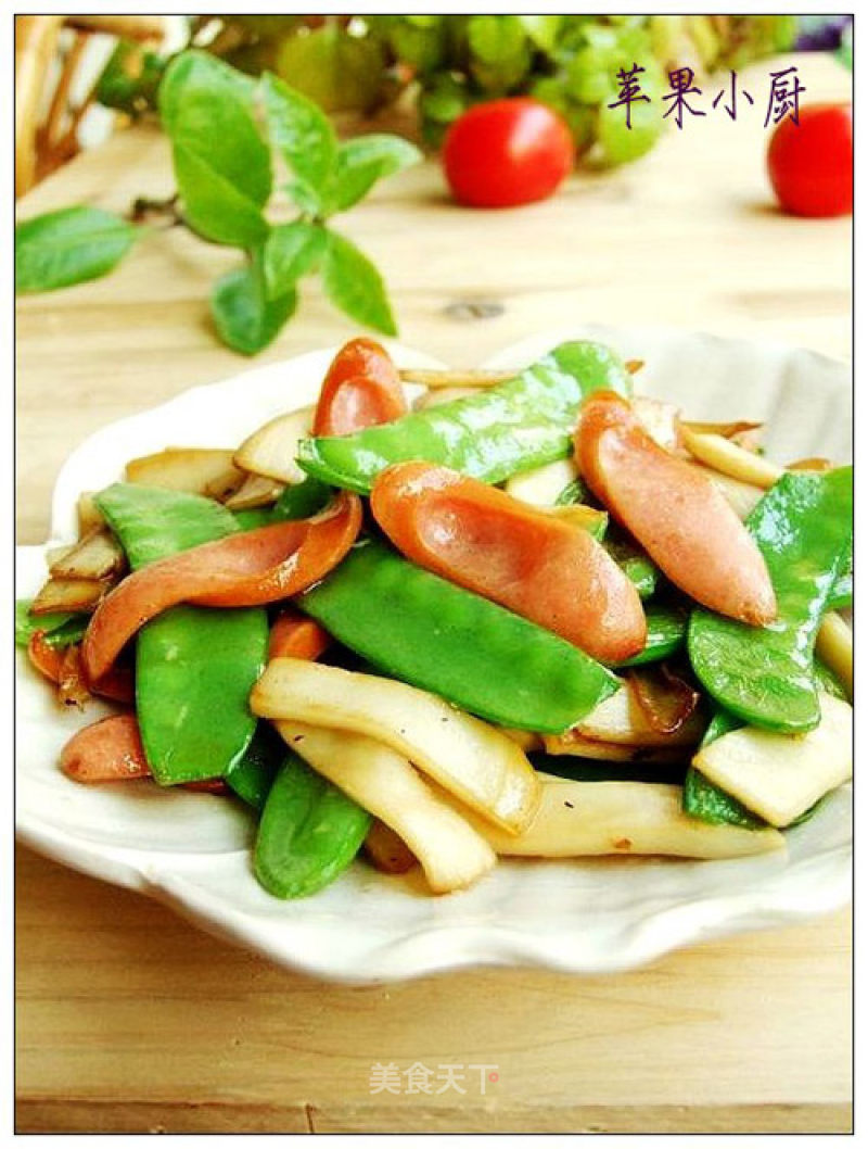 Fried Eryngii Mushrooms with Snow Peas recipe