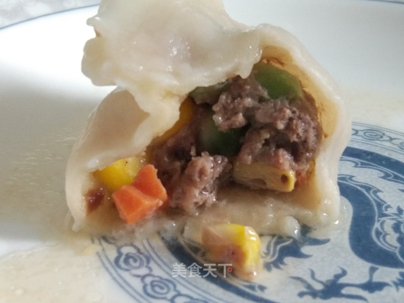 Beef Corn Green Peas Carrot Dumplings recipe