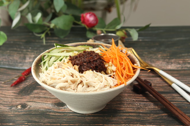 Cold Soba Noodles with Shredded Shrimp and Chicken recipe