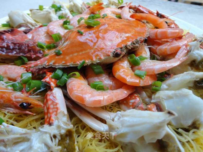 Steamed Corn Noodles with Shrimps and Crabs, Really Delicious recipe