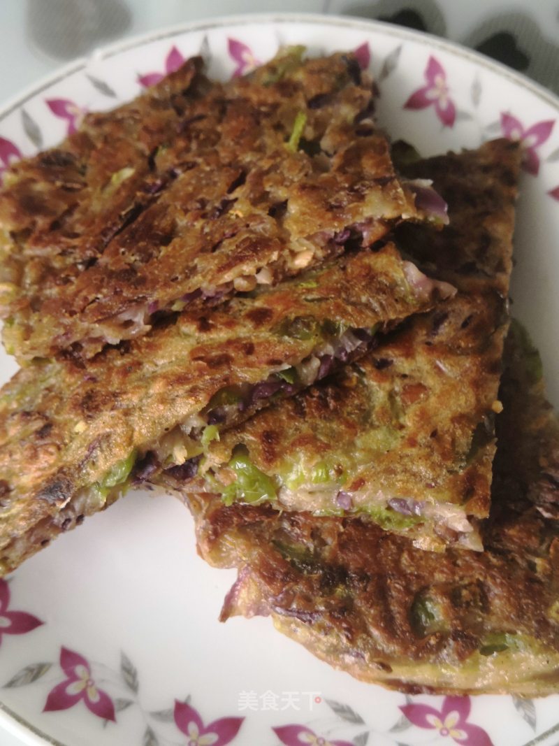 Any Vegetable Pancake ~ Purple Cabbage, Onion and Chili Shreds recipe