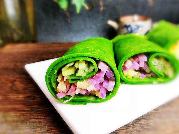 Potato Shredded Spinach Burrito recipe