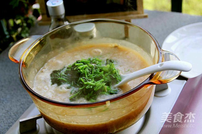 Spinach and Pork Liver Congee recipe