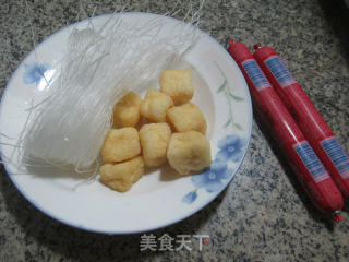 Boiled Vermicelli with Small Oil Tofu and Ham recipe