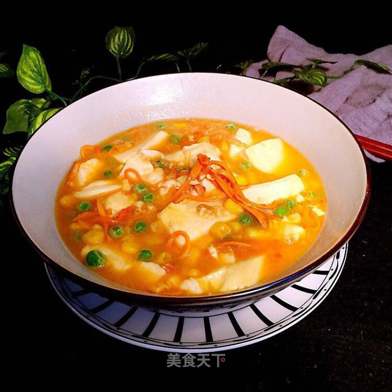 Cordyceps Flower Tofu Soup#autumn Nourishes Yin and Nourishes Lungs# recipe