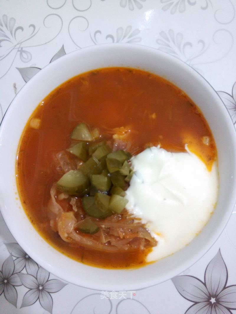 Russian Red Cabbage Soup Borscht recipe