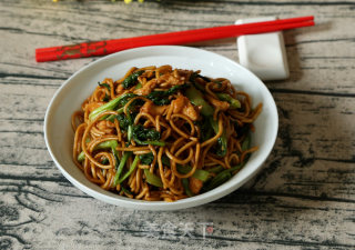 Stir-fried Noodles with Chicken and Stir-fried Vegetables recipe