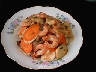 Fried Prawns with Coprinus Mushrooms recipe
